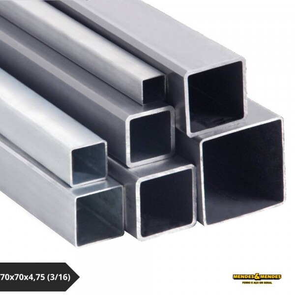 Tubo Industrial Quadrado FQ (Laminado Fina a Quente) 70x70x4,75 (3/16)